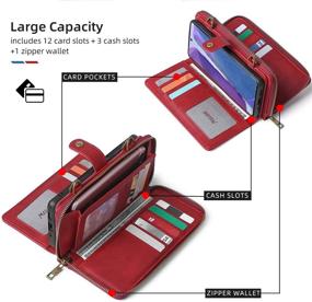 img 1 attached to S21 Plus Red Wallet Case - Detachable PU Leather Magnetic Cover with 15 Card Slots, Shoulder Strap - Full Protection and Compatibility with Samsung Galaxy S21 Plus