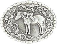 nocona girl's young girl on horse belt buckle: shimmering silver buckle for girls - one size logo