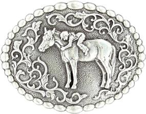 img 3 attached to Nocona Girl's Young Girl On Horse Belt Buckle: Shimmering Silver Buckle for Girls - One Size