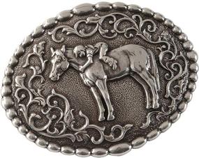 img 1 attached to Nocona Girl's Young Girl On Horse Belt Buckle: Shimmering Silver Buckle for Girls - One Size