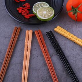 img 2 attached to 🥢 Antner 5 Pairs Reusable Japanese Style Wooden Chopsticks Natural Wood Hand-Carved Dishwasher Safe Chop Sticks, 8.8 Inch/22.5cm