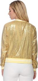 img 3 attached to Anna-Kaci Women's Front Zip Track Stripe Sequin Bomber Jacket: Stylish Long Sleeve Outerwear