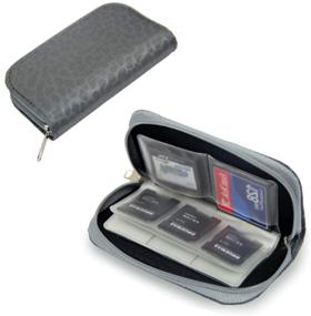 img 4 attached to 📸 Grey SD Card Holder Case – Store and Travel Safely with 24 Slots, Fits up to 18 SD Cards and 4 CF Cards, Perfect for SHOOTING