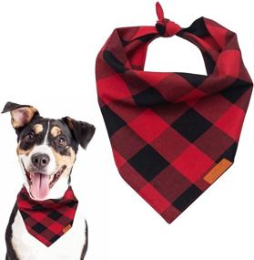 img 4 attached to 🐾 YBXZ Buffalo Plaid Dog Bandanas 1Pack: Stylish Red Flannel Triangle Bibs for Dogs and Cats - Double Layered, Thickening, and Washable