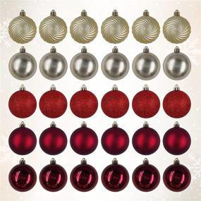 img 1 attached to 🎄 30 ct Shatterproof Hanging Christmas Ball Ornaments, 60mm Red Gold White, Xmas Tree Decor for Holiday Decoration - 2.36 Inch