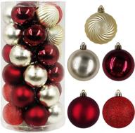 🎄 30 ct shatterproof hanging christmas ball ornaments, 60mm red gold white, xmas tree decor for holiday decoration - 2.36 inch логотип