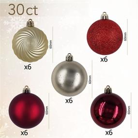 img 3 attached to 🎄 30 ct Shatterproof Hanging Christmas Ball Ornaments, 60mm Red Gold White, Xmas Tree Decor for Holiday Decoration - 2.36 Inch