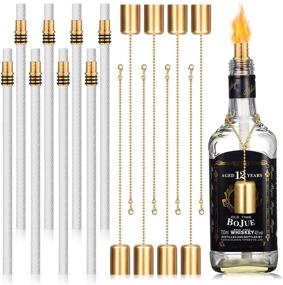 img 4 attached to 🍷 Wine Bottle Torch Kit for DIY Homemade Torches: 8 Sets with Brass Wick Holders, Fiberglass Wicks, and Copper Lamp Covers (Coated, 13.78 Inch Long)