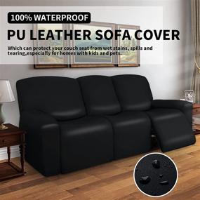 img 3 attached to 🛋️ Protective and Stylish Easy-Going PU Leather Recliner Sofa Slipcovers - Waterproof, Stretchy, and Pet-Friendly - 8-Piece Stretch Furniture Protector in Black