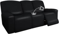 🛋️ protective and stylish easy-going pu leather recliner sofa slipcovers - waterproof, stretchy, and pet-friendly - 8-piece stretch furniture protector in black logo