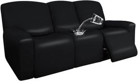 img 4 attached to 🛋️ Protective and Stylish Easy-Going PU Leather Recliner Sofa Slipcovers - Waterproof, Stretchy, and Pet-Friendly - 8-Piece Stretch Furniture Protector in Black