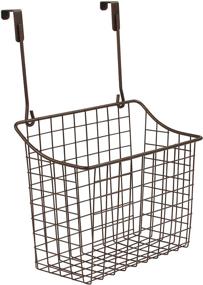 img 4 attached to 📦 Spectrum Diversified Grid Storage Basket: Over The Cabinet Steel Wire Sink Organizer for Kitchen & Bathroom, Large, Bronze