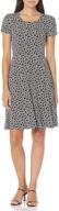 lark & ro women's shift dress with gathered short sleeves and crew neckline logo