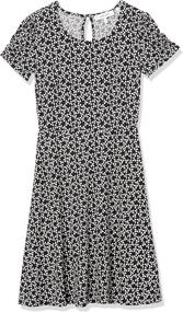 img 2 attached to Lark & Ro Women's Shift Dress with Gathered Short Sleeves and Crew Neckline