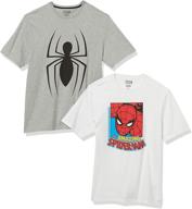 men's loose fit crew neck spider man apparel by amazon essentials logo