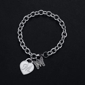 img 2 attached to 🔒 Women's and Girls' Charm Bracelets: Stainless Steel Engraved Horse, Giraffe, Llama, and Butterfly Bracelet with Heart Initial Charms - Unique Horse, Giraffe, Llama, and Butterfly Jewelry: Ideal Gifts for Girls and Women