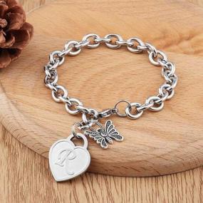 img 3 attached to 🔒 Women's and Girls' Charm Bracelets: Stainless Steel Engraved Horse, Giraffe, Llama, and Butterfly Bracelet with Heart Initial Charms - Unique Horse, Giraffe, Llama, and Butterfly Jewelry: Ideal Gifts for Girls and Women