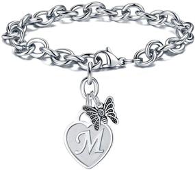 img 4 attached to 🔒 Women's and Girls' Charm Bracelets: Stainless Steel Engraved Horse, Giraffe, Llama, and Butterfly Bracelet with Heart Initial Charms - Unique Horse, Giraffe, Llama, and Butterfly Jewelry: Ideal Gifts for Girls and Women