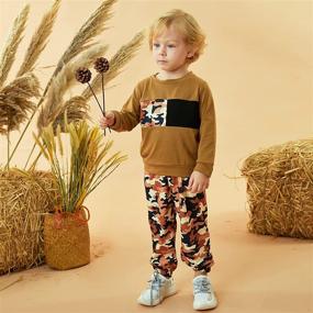 img 2 attached to Adorable Toddler Boy Camo Sweatsuit: Comfy Long Sleeve Sweatshirt & Pants Set for Fall/Winter Outfits