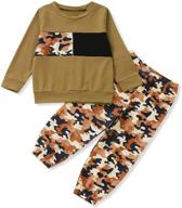 adorable toddler boy camo sweatsuit: comfy long sleeve sweatshirt & pants set for fall/winter outfits logo