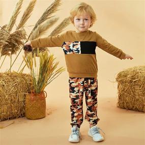 img 3 attached to Adorable Toddler Boy Camo Sweatsuit: Comfy Long Sleeve Sweatshirt & Pants Set for Fall/Winter Outfits