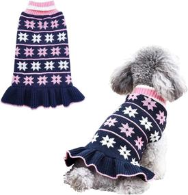 img 4 attached to 🐶 KYEESE Christmas Turtleneck Dog Sweater Dress with Leash Hole - Fall Winter Knit, Warm and Cute Pullover for Dogs