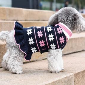 img 1 attached to 🐶 KYEESE Christmas Turtleneck Dog Sweater Dress with Leash Hole - Fall Winter Knit, Warm and Cute Pullover for Dogs