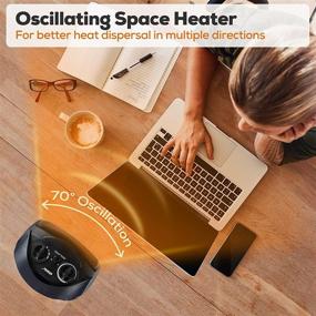 img 3 attached to 🔥 Safe and Quiet Oscillating Space Heater with Thermostat - 1500W Electric Portable Heater for Small Room, Office, Bedroom, and Indoor Use - Auto Shut Off, Overheat & Tip Over Protection
