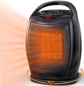 img 4 attached to 🔥 Safe and Quiet Oscillating Space Heater with Thermostat - 1500W Electric Portable Heater for Small Room, Office, Bedroom, and Indoor Use - Auto Shut Off, Overheat & Tip Over Protection