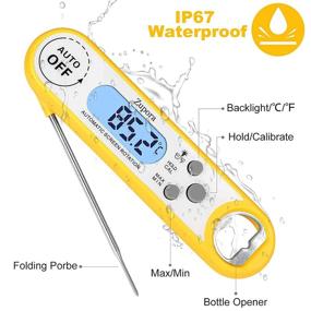 img 2 attached to Zupora Digital Instant Read Meat Thermometer - Waterproof Food Thermometer with Back Light Calibration for Kitchen Cooking, Grill, Candy, BBQ, Deep Frying, Baking, Smoker, Liquids - Outdoor Use