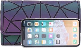 img 1 attached to 🔶 Geometric Luminous Wallets - Women's Holographic Wallet by Lumikay: Long Wallet with Flash Cross Body Bag (NO.3)