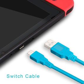 img 1 attached to Nintendo Switch Charger - Compatible with OLED Model & Pro Controllers - Blue (4.92ft) - Charging Cable Included