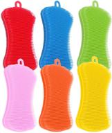 🧽 silicone dish washing scrubber - 6 pack household cleaning sponges, kitchen gadgets brush accessories for dishes logo