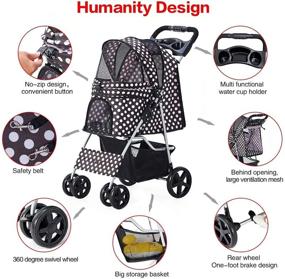 img 2 attached to 🐾 HRKIM Pet Stroller: Foldable Lightweight Dog Carrier with Storage Basket - Jogging Stroller for Cats and Dogs