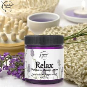img 2 attached to 🌿 Relax Therapeutic Massage Lotion: All Natural with Lavender & Peppermint Essential Oils - Perfect for Full Body Massage Therapy | Brookethorne Naturals 8oz