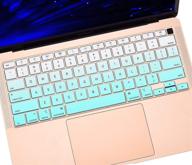 🌿 keyboard cover skin for latest macbook air 13 inch, 2020 release model a2179 a2337 m1 chip magic keyboard with touch id, us layout keyboard protector - ombre mint logo