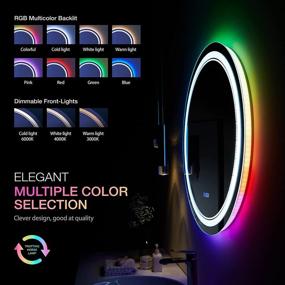 img 3 attached to 24 Inch Round LED Mirror - Shatterproof, Dimmable, Anti-Fog, RGB Color Changing Circle Mirror with Adjustable Front and Multicolor Backlit