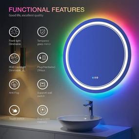 img 2 attached to 24 Inch Round LED Mirror - Shatterproof, Dimmable, Anti-Fog, RGB Color Changing Circle Mirror with Adjustable Front and Multicolor Backlit