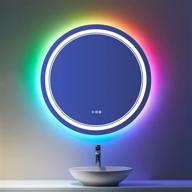 24 inch round led mirror - shatterproof, dimmable, anti-fog, rgb color changing circle mirror with adjustable front and multicolor backlit logo