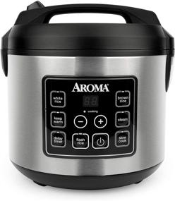 img 4 attached to 🍚 Aroma 20 Cup Cooked (10 cup uncooked) Digital Rice Cooker, Slow Cooker, Food Steamer, Stainless Steel Exterior (Model ARC-150SB), Black