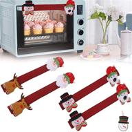 🎄 decorative 5pcs christmas refrigerator handle covers set with santa countdown wall calendar and reindeer pet design - protect kitchen appliance handles from static and dishwasher door scratches логотип