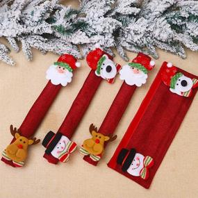 img 1 attached to 🎄 Decorative 5Pcs Christmas Refrigerator Handle Covers Set with Santa Countdown Wall Calendar and Reindeer Pet Design - Protect Kitchen Appliance Handles from Static and Dishwasher Door Scratches