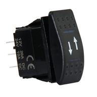 🔵 marine grade 4 pin momentary rocker switch with blue led light and etched arrow symbols - on-off-on/open-close/in-out, 12v/20a dc, 24v/10a - u.s. solid logo