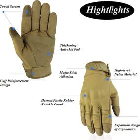 img 3 attached to 🧤 Ultimate Protection for Outdoor Adventures: HYCOPROT Full Finger Windproof Tactical Gloves with Touch Screen & Knuckle Guard - Ideal for Cycling, Motorcycle Riding, Climbing, Gardening, and Hunting Gear