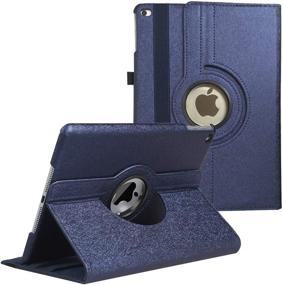 img 4 attached to 🔵 360 Degree Rotating Stand Dark Blue Case for iPad 9.7 5th/6th Gen (2017/2018) - Auto Sleep/Wake, Protective Cover