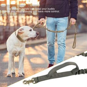 img 1 attached to 🐾 High-quality ELITE SPANKER Ranger Green Tactical Dog Leash | Adjustable K9 Military Bungee Elastic Leads Rope with 2 Control Handles