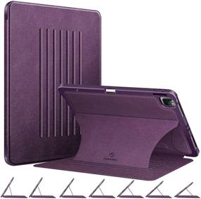 img 4 attached to 🔮 Fintie Magnetic Stand Case for iPad Pro 12.9-inch 5th Generation 2021 - [7 Viewing Angles] Shockproof Rugged Protective Cover with Pencil Holder & Auto Wake/Sleep, Purple: Sleek and Convenient iPad Pro Protector!