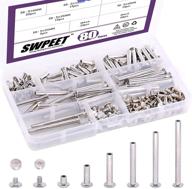 🔩 swpeet 80 sets 6 sizes chicago binding screws assortment kit - metal round cross head stud screw posts nail rivet chicago button for diy leather decoration bookbinding (5 x 6, 15, 25, 35, 45, 55) logo