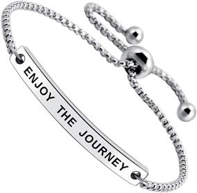 img 3 attached to 🌍 SOUSYOKYOSAM Enjoy The Journey Bracelet – Inspiring Stainless Steel Travel Quote Jewelry, Ideal Graduation Gift