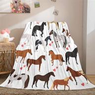 🐴 bedbay horse blanket: adorable pony love heart throw blanket for cowboys & cowgirls - all season flannel, soft lightweight plush - perfect gift for horse lovers (horse, throw size) logo